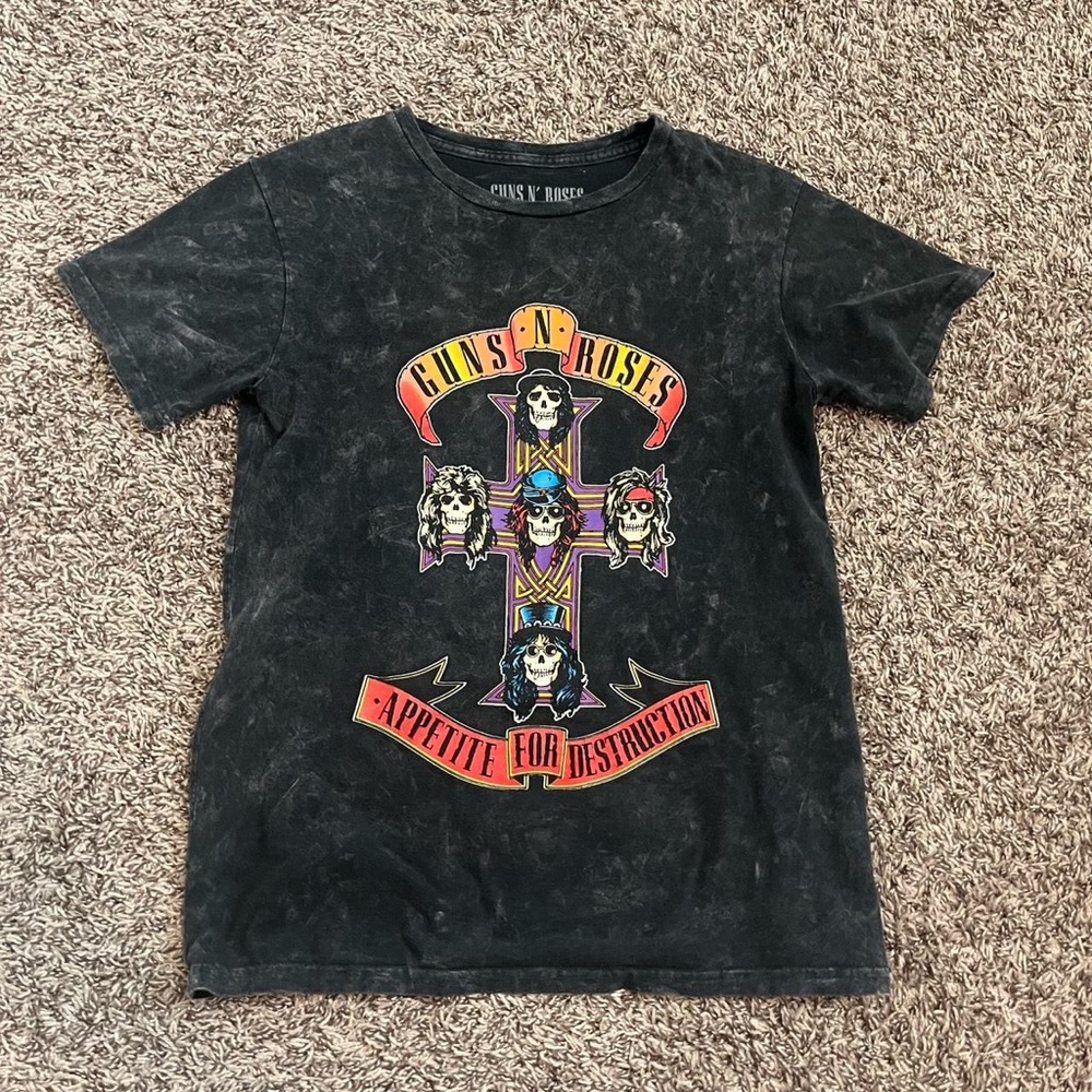 Guns N’ Roses appetite for destruction album cover graphic t shirt black tie die